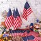 24 Pack 18 x 12 Inch American Flags on Stick, Handheld USA Flags with Spear Top, Ground Wood Flagpole Pluggable Hand Held Stick Flags for Memorial Day Parades Veteran Party Decorations